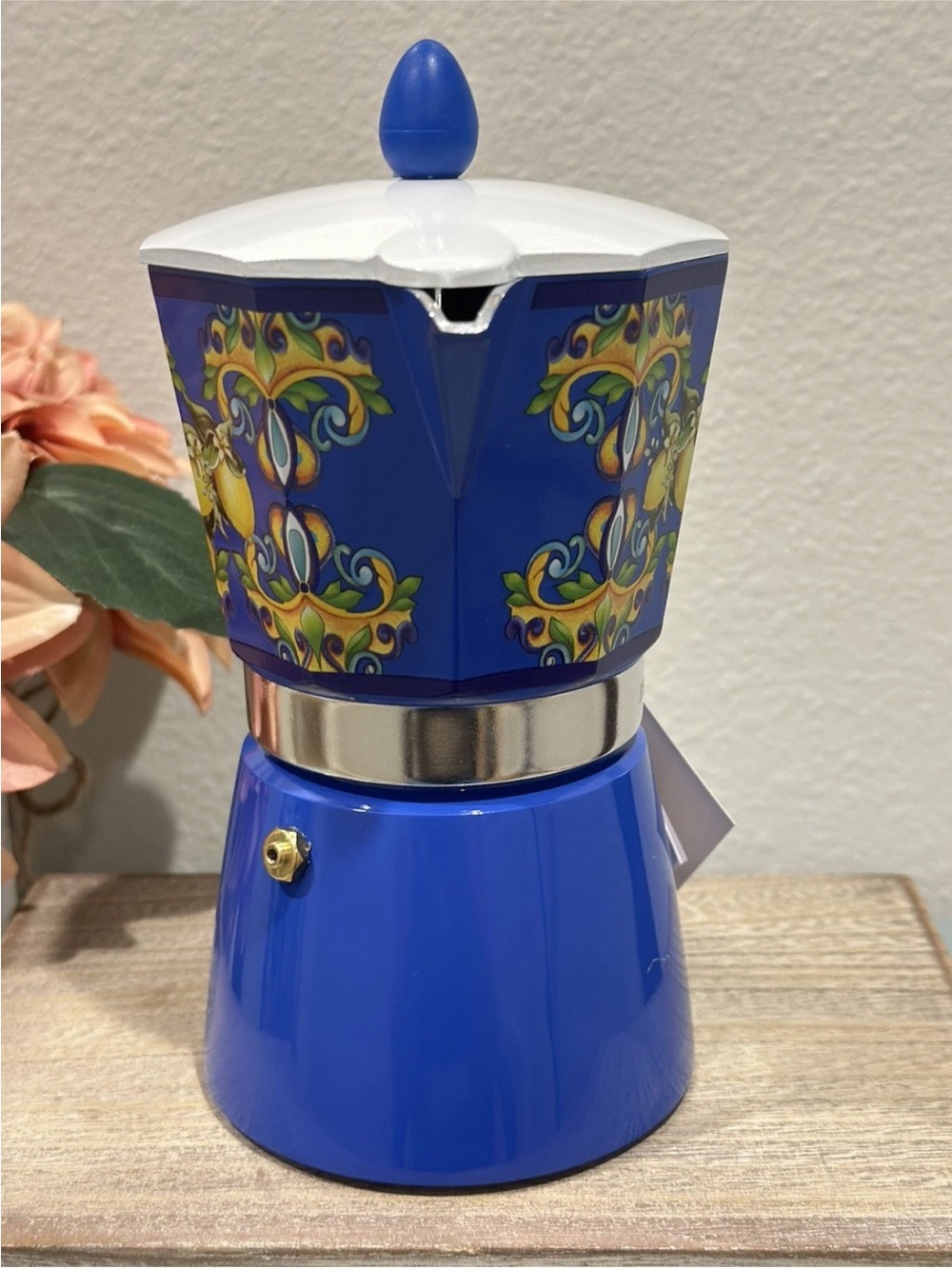 Brandani Italy Blue &Lemons Coffee Maker Moka Pot Stovetop Aluminum 6
Cup NEW - Picture 7 of 7